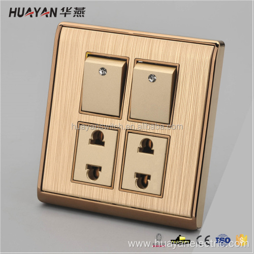 Best selling 2 switch+2 ways HYS golden socket